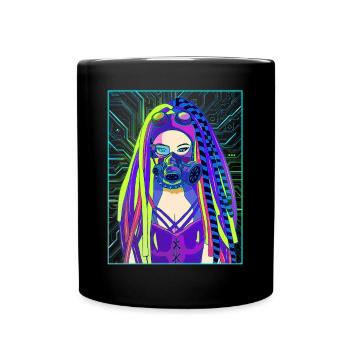Cyber Aesthetic Anime Girl Cyber Goth - Tasse einfarbig - Schwarz - Vorne