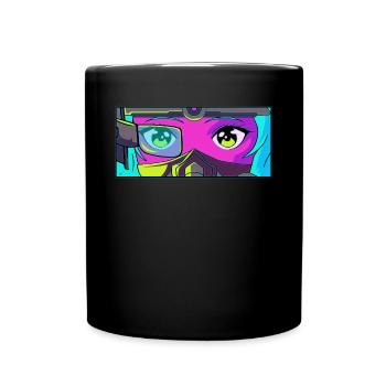 Cyber Esthétique Anime Fille Yeux Rétro Futurisme - Mug uni - noir - Devant