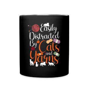 Knitting Knitter Cat Easily - Full Colour Mug - black - Front