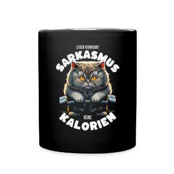 Bodybuilding Katze - Sarkastischer Spruch - Tasse einfarbig - Schwarz - Vorne