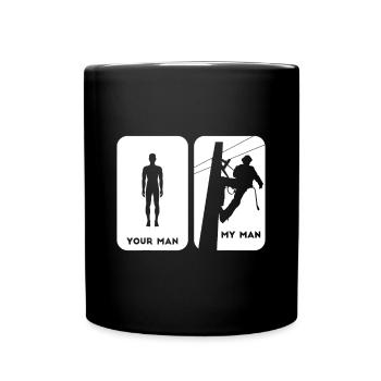 Your Man My Man Lineman Idee | Elektrokabel-Idee - Tasse einfarbig - Schwarz - Vorne
