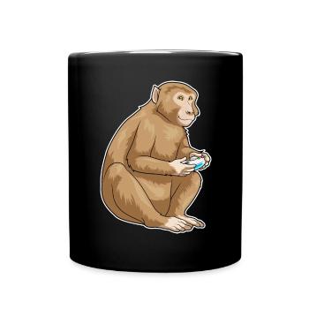Affe Gamer Controller - Tasse einfarbig - Schwarz - Vorne