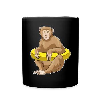 Affe Schwimmen Schwimmring Sommer - Tasse einfarbig - Schwarz - Vorne