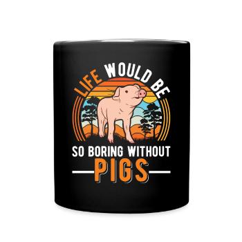 Pig Gift Farmer Pig - Full Colour Mug - black - Front