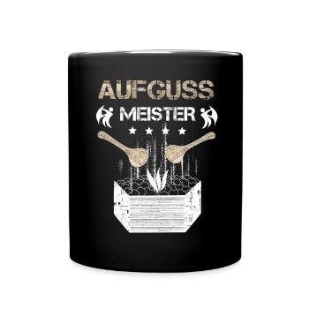 Aufguss Meister Saunagänger - Tasse einfarbig - Schwarz - Vorne
