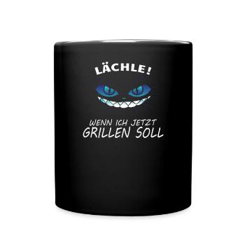 Grillen und Camper Geschenkidee - Tasse einfarbig - Schwarz - Vorne