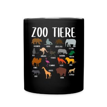 Zoo Tiere Sammlung Mit Namen Zootiere Geschenk - Tasse einfarbig - Schwarz - Vorne