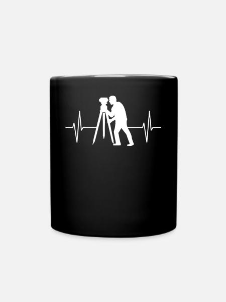 Vermessungstechniker Vermesser EKG Linie Geschenk - Tasse einfarbig - Schwarz