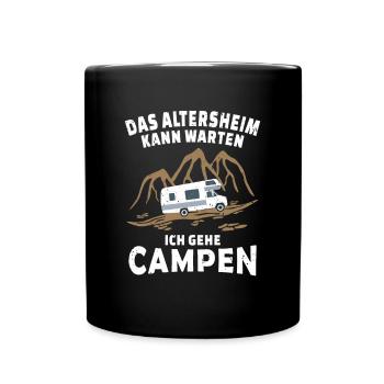 Camping Wohnmobil Rentner - Tasse einfarbig - Schwarz - Vorne