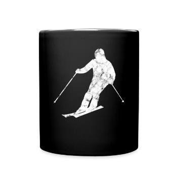 Ski Skifahrer Silhouette - Tasse einfarbig - Schwarz - Vorne