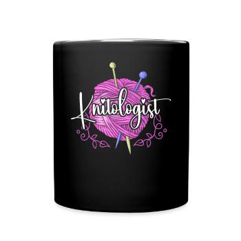 Knitting Knitter Knitologist - Full Colour Mug - black - Front