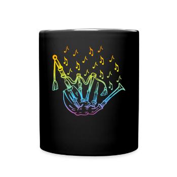 Bagpipe With Music Notes Bagpiper Bagpipe Musician - Full Colour Mug - black - Front