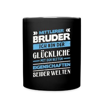 Mittelkind Sandwichkind Mittlerer Bruder - Tasse einfarbig - Schwarz - Vorne