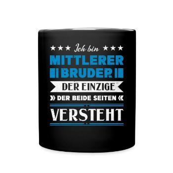 Mittelkind Sandwichkind Mittlerer Bruder - Tasse einfarbig - Schwarz - Vorne