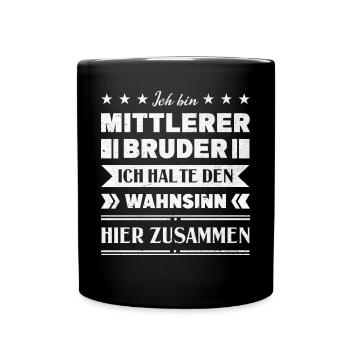 Mittelkind Sandwichkind Mittlerer Bruder - Tasse einfarbig - Schwarz - Vorne