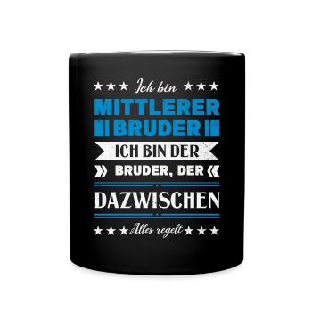 Mittelkind Sandwichkind Mittlerer Bruder - Tasse einfarbig - Schwarz - Vorne