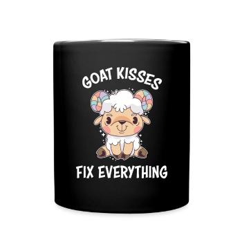 Spreading Love Laughter Goat Kisses Fix Everything - Tasse einfarbig - Schwarz - Vorne