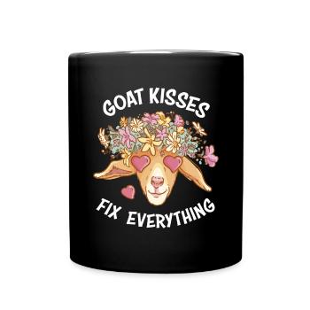Spreading Love Laughter Goat Kisses Fix Everything - Tasse einfarbig - Schwarz - Vorne