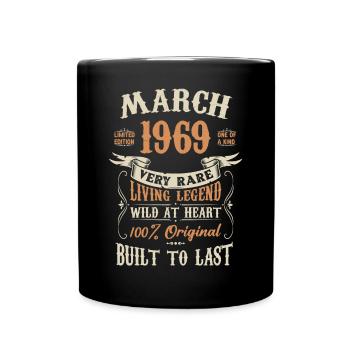 März 1969 Geburtstagsgeschenk - Tasse einfarbig - Schwarz - Vorne