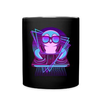 Vaporwave Pinguin DJ Pult Pinguin - Tasse einfarbig - Schwarz - Vorne
