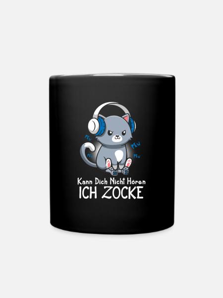 Kann Dich Nicht Hören Ich Zocke Gamer Katze - Tasse einfarbig - Schwarz