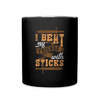 I Beat My Friends With Sticks RPG LARP - Full Colour Mug - black - Front