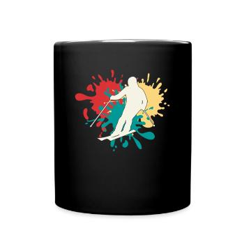 Ski Skifahrer Silhouette - Tasse einfarbig - Schwarz - Vorne