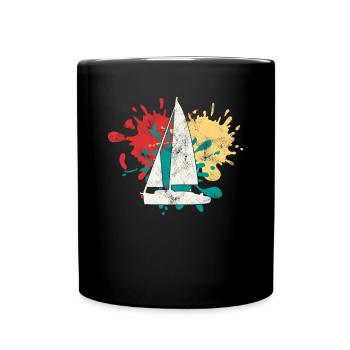Sailing Boat Silhouette - Full Colour Mug - black - Front