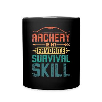 Archery is my favorite survival skill - Full Colour Mug - black - Front