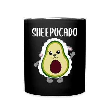 Avocado Sheep Funny Vegetable Fruit Gift - Full Colour Mug - black - Front