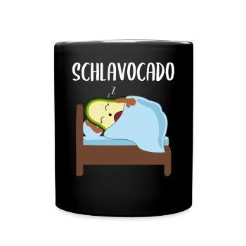 Lustige Avocado Schlafende Frucht Beere Geschenk - Tasse einfarbig - Schwarz - Vorne