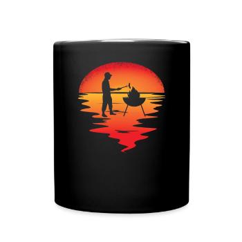 Grillen und Camper Geschenkidee - Tasse einfarbig - Schwarz - Vorne
