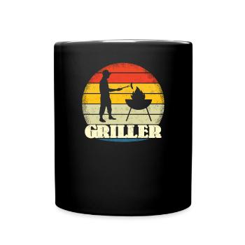 Grillen und Camper Geschenkidee - Tasse einfarbig - Schwarz - Vorne