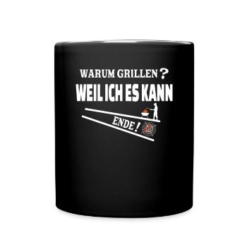 Grillen und Camper Geschenkidee - Tasse einfarbig - Schwarz - Vorne