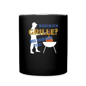 Grillen und Camper Geschenkidee - Tasse einfarbig - Schwarz - Vorne