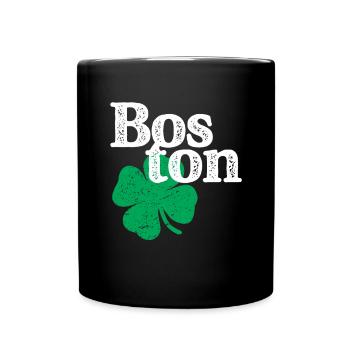 St Patricks Day Shamrock Massachusetts Boston - Full Colour Mug - black - Front