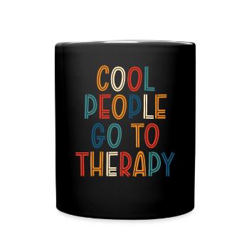 Cool People Go To Therapy Mental Health Awareness - Full Colour Mug - black - Front