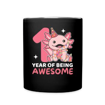 Axolotl for 1st birthday for children one year old - Full Colour Mug - black - Front