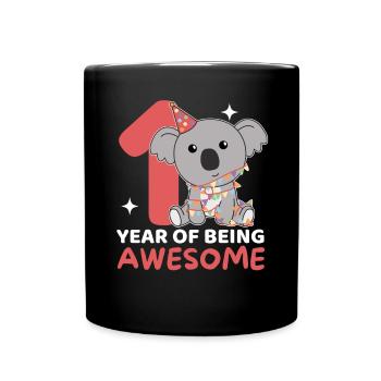 Koala for 1st birthday for children one year old - Full Colour Mug - black - Front