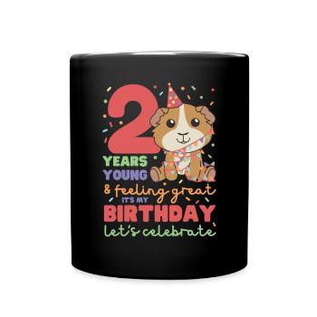 Cochon d’Inde pour les enfants de 2ème anniversaire deux - Mug uni - noir - Devant