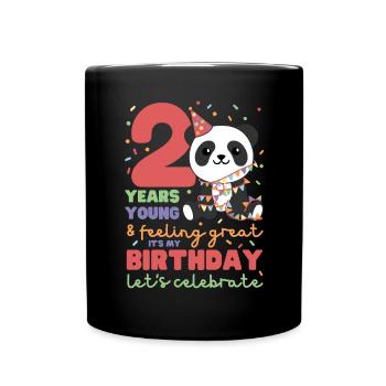 Panda for 2nd birthday children two years old - Full Colour Mug - black - Front