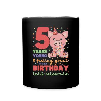 Cochon pour les 5 ans Enfants de cinq ans - Mug uni - noir - Devant