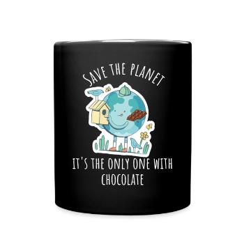 Save the plant - It's the only one with chocolate - Full Colour Mug - black - Front