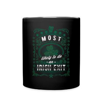 Irish Exit Saint Patrick's Day Vintage Shamrock - Full Colour Mug - black - Front
