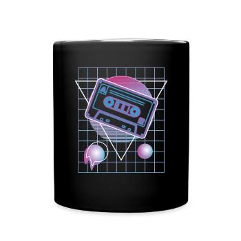80s Vaporwave Cassette Retro Party Mixtape - Full Colour Mug - black - Front