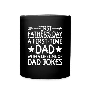 Erster Vatertag Papa Erstes Mal Papa Geschenk - Tasse einfarbig - Schwarz - Vorne