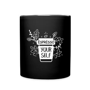 Espresso Yourself Funny Coffee Caffeine Lover Bari - Full Colour Mug - black - Front
