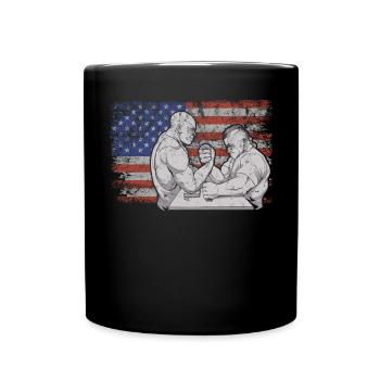 Armwrestling Retro USA Flag 4 juillet - Mug uni - noir - Devant