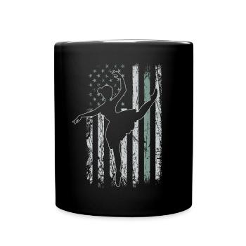 Ballet Retro USA Flag Tutu 4th of July Ballet - Full Colour Mug - black - Front