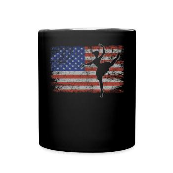 Ballet Retro USA Flag Tutu 4th of July Ballet - Full Colour Mug - black - Front
